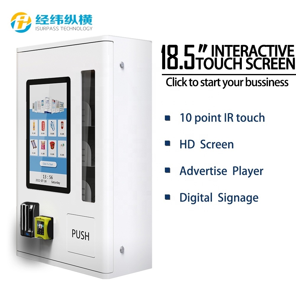 Id Card Reader Vending Machine Age Verification 21.5 Inch Mini Touch Screen Vending Machines Small Wall Mounted Vending Machine