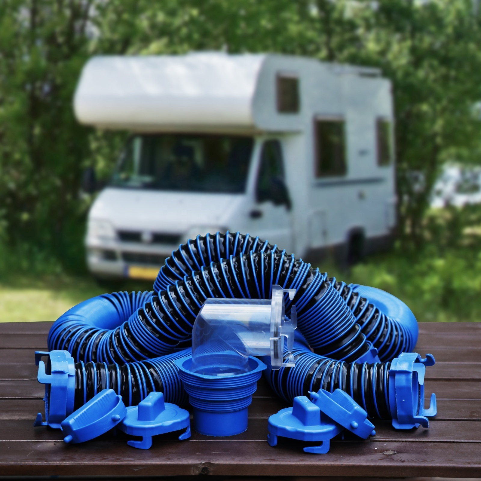 J01 20-foot TPE RV sewer Hose 23mil, 2x 10ft Camper Sewer Hose Extension Kit with 90 Degree Clear Adapter and Storage Cover