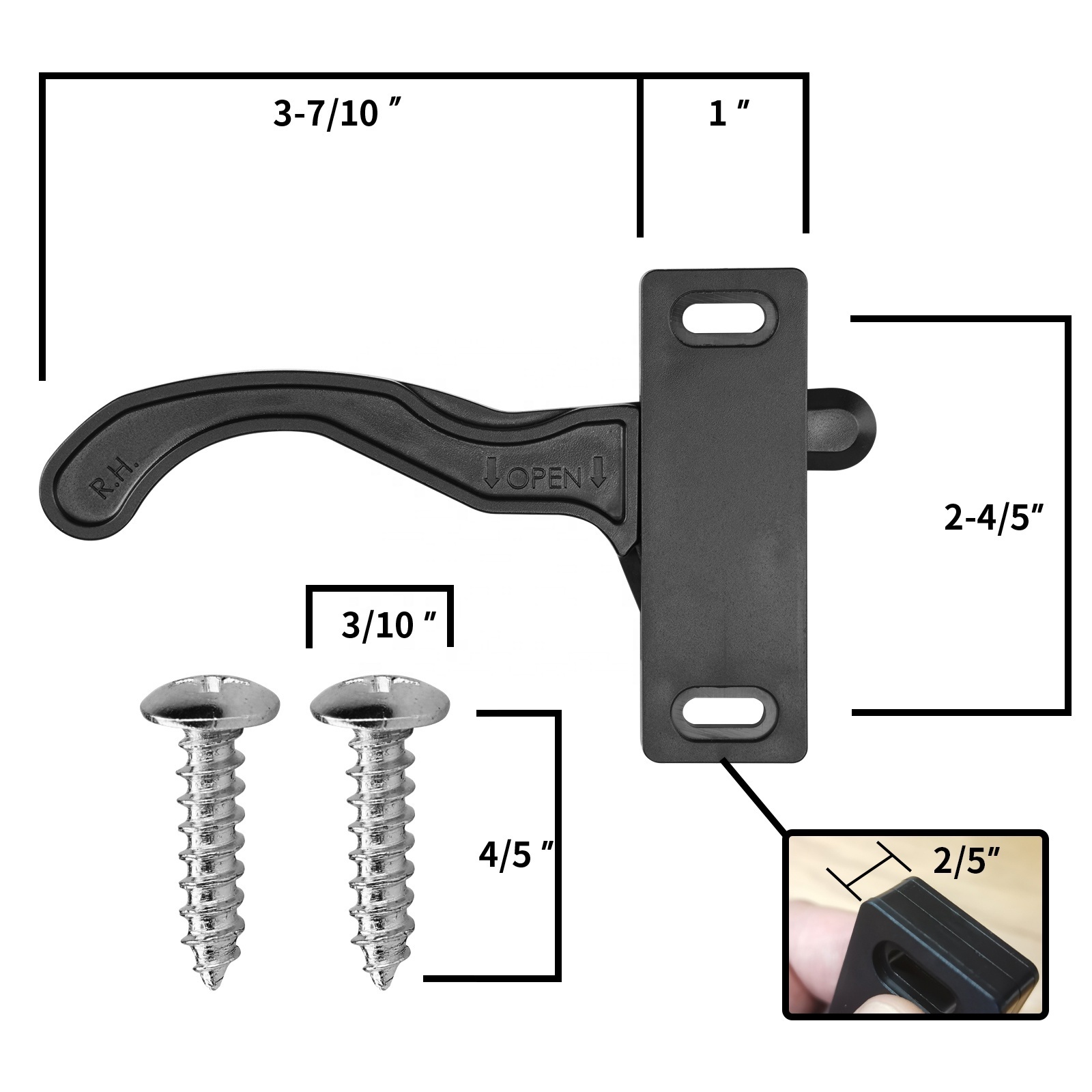 RV Screen Door Latch- Handle (Right Hand) for RV, Trailer, Camper, Motor Home, Cargo Trailer