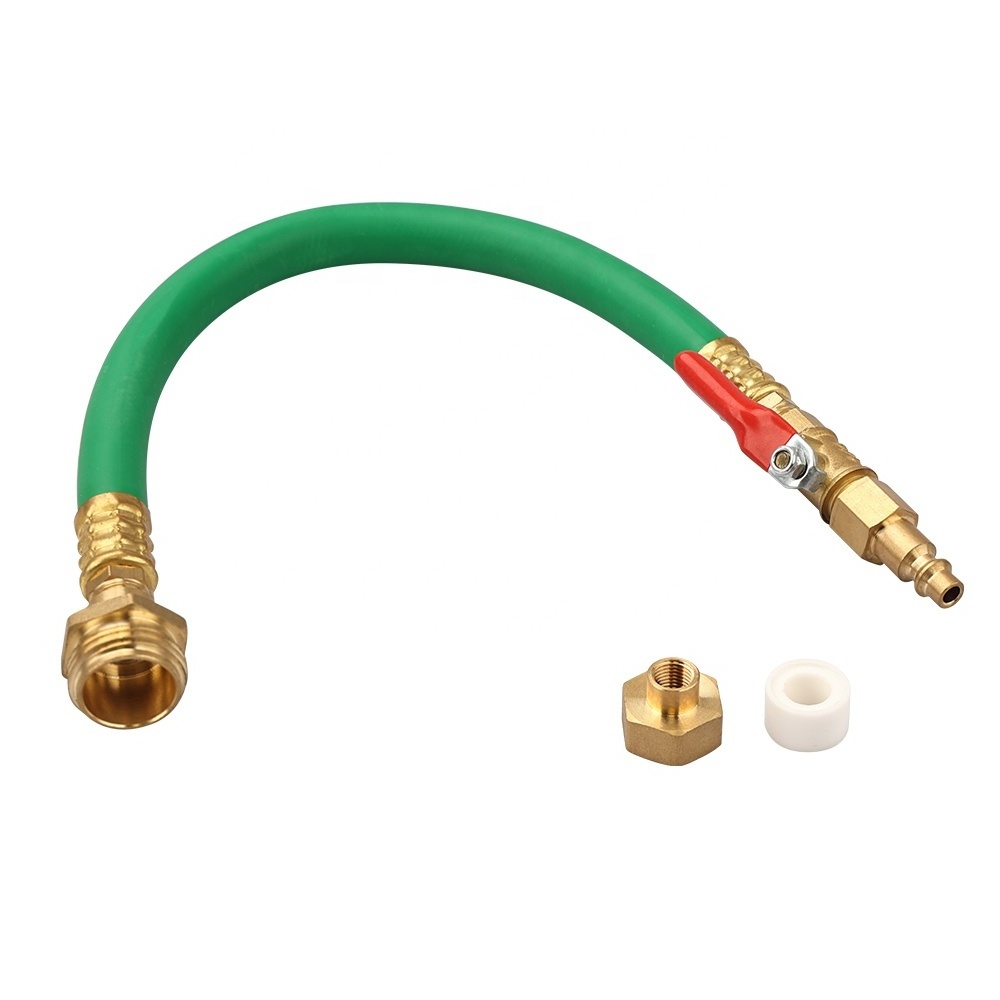 JS Winterizing Kit Sprinkler Blowout Adapter with Shut Off Valve & Hose for RV Motorhome Boat Camper and Travel Trailer