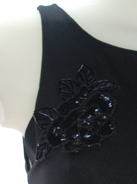 Made in Italy   elegant top sleeveless beaded flower decoration  lined for women  soft microfiber  high quality