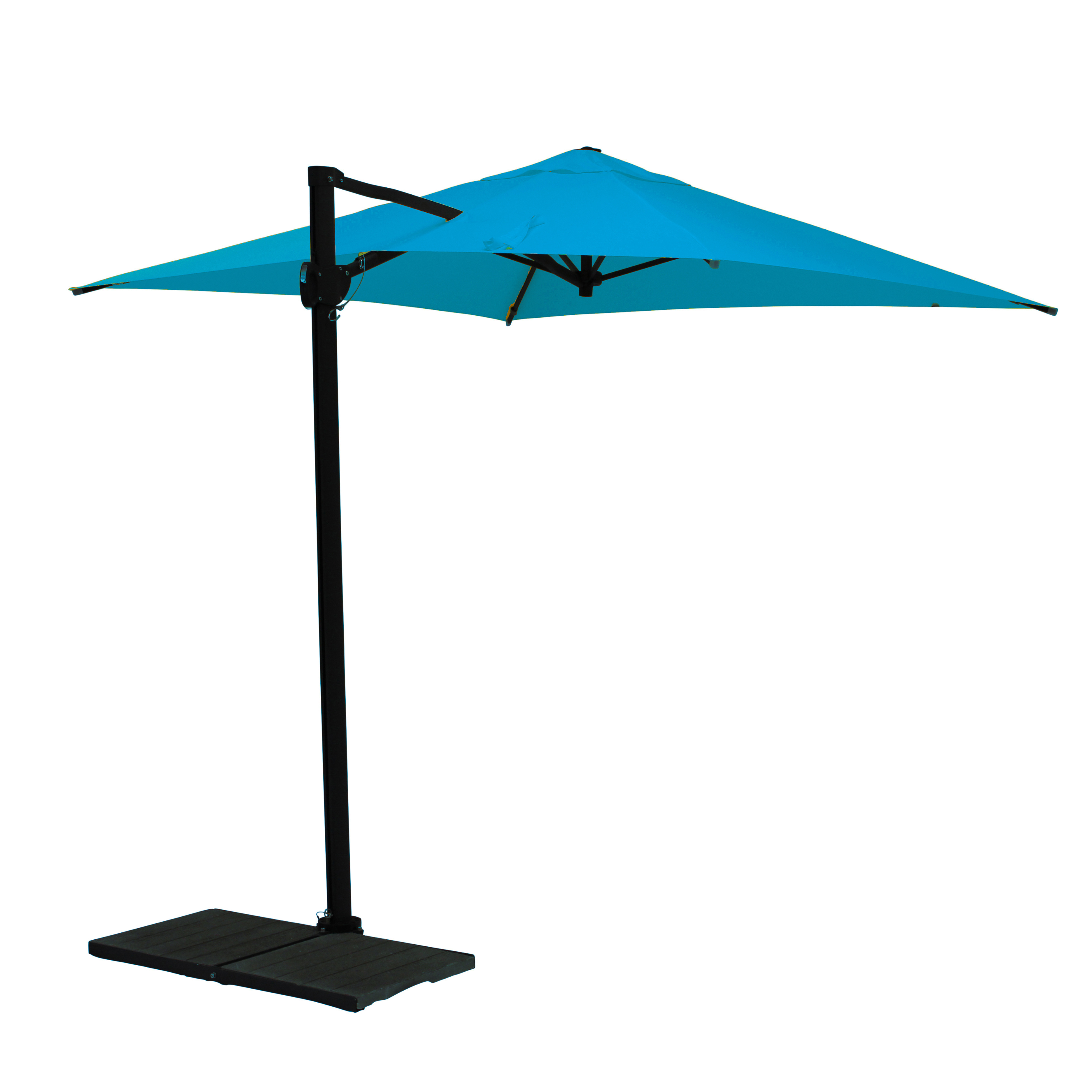 New Design Turquoise Color Modern Design Side Pole Parasol 250x250 cm for Commercial Use