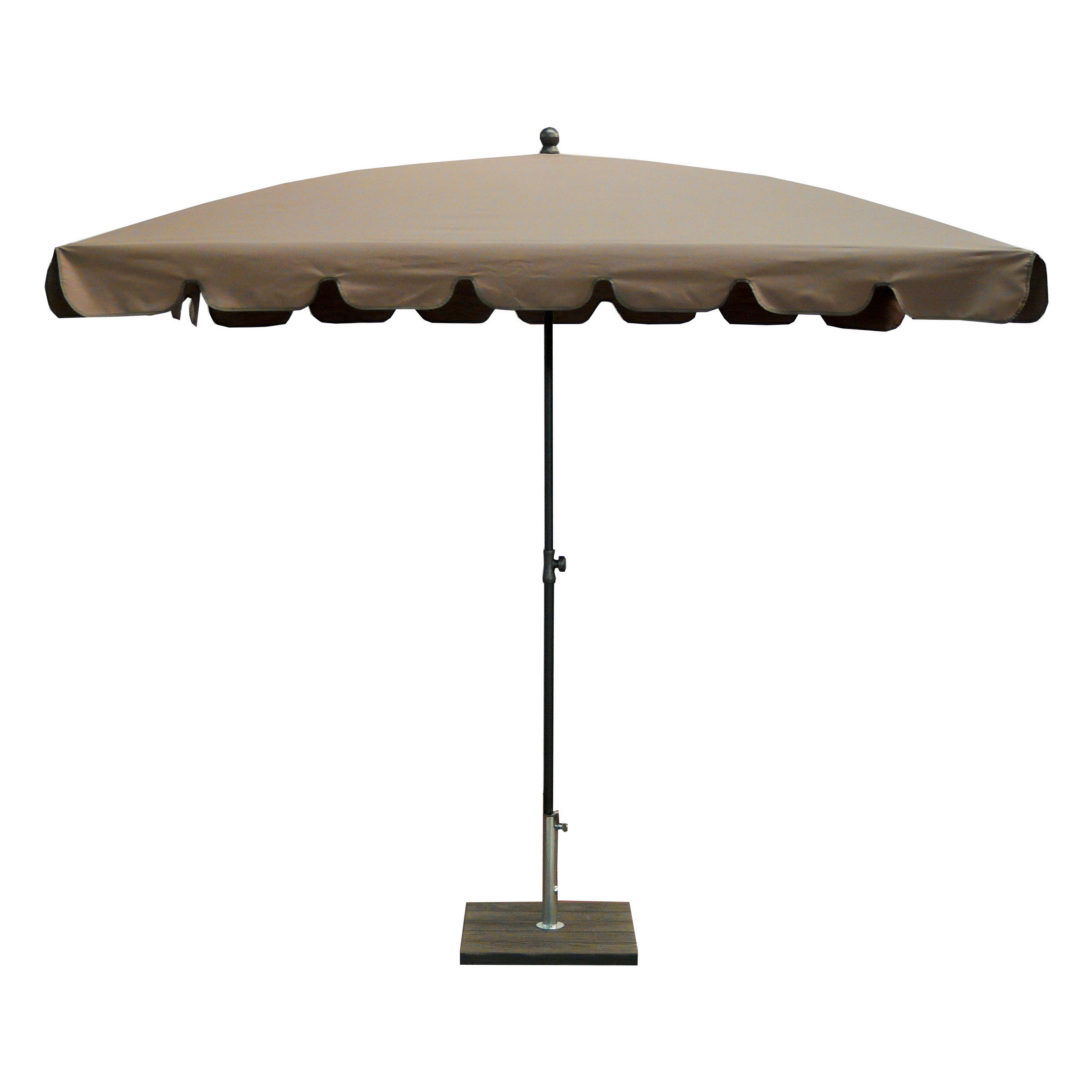 New Product Traditional Italian Taupe Color Central Pole Parasol 240x150 cm with Valances For The Garden