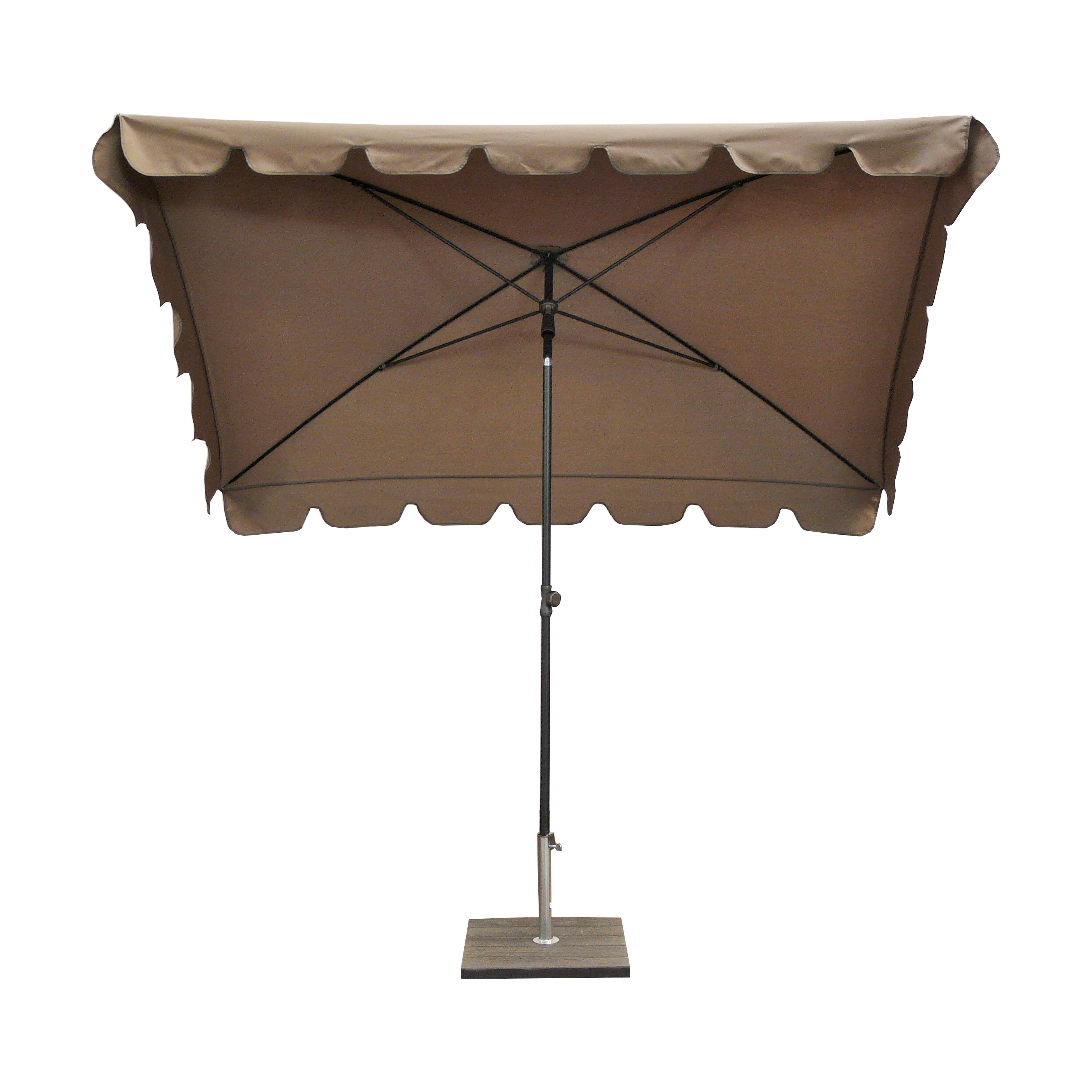 New Product Traditional Italian Taupe Color Central Pole Parasol 240x150 cm with Valances For The Garden