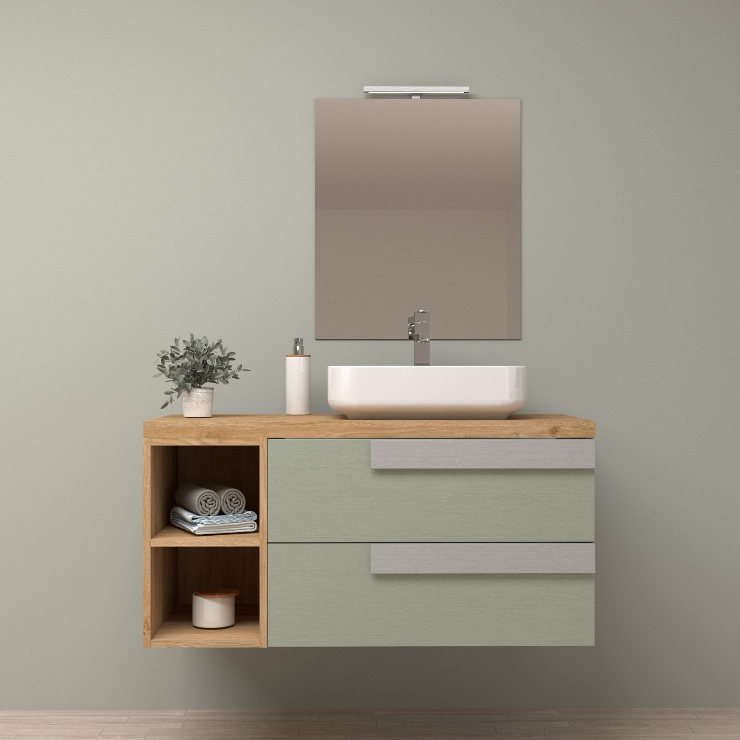 Premium Assembled Bathroom Furniture - Hung Bathroom Unit with Mirror and Led Light - Elevate Your Bathing Experience