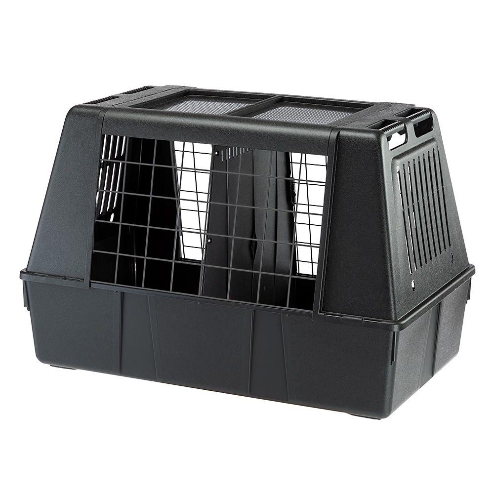 Ferplast Dog car carrier ATLAS CAR 100 SCENIC with Wide ventilation grills, Object compartments, Hygienic draining mat, Grey