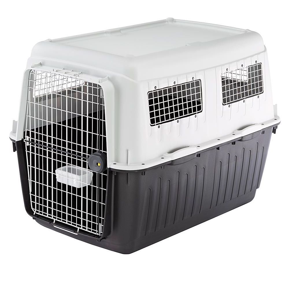 Carrier for Large Dogs ATLAS 80 PROFESSIONAL, with Bowl and Accessories, Safety Lock, Aeration grids