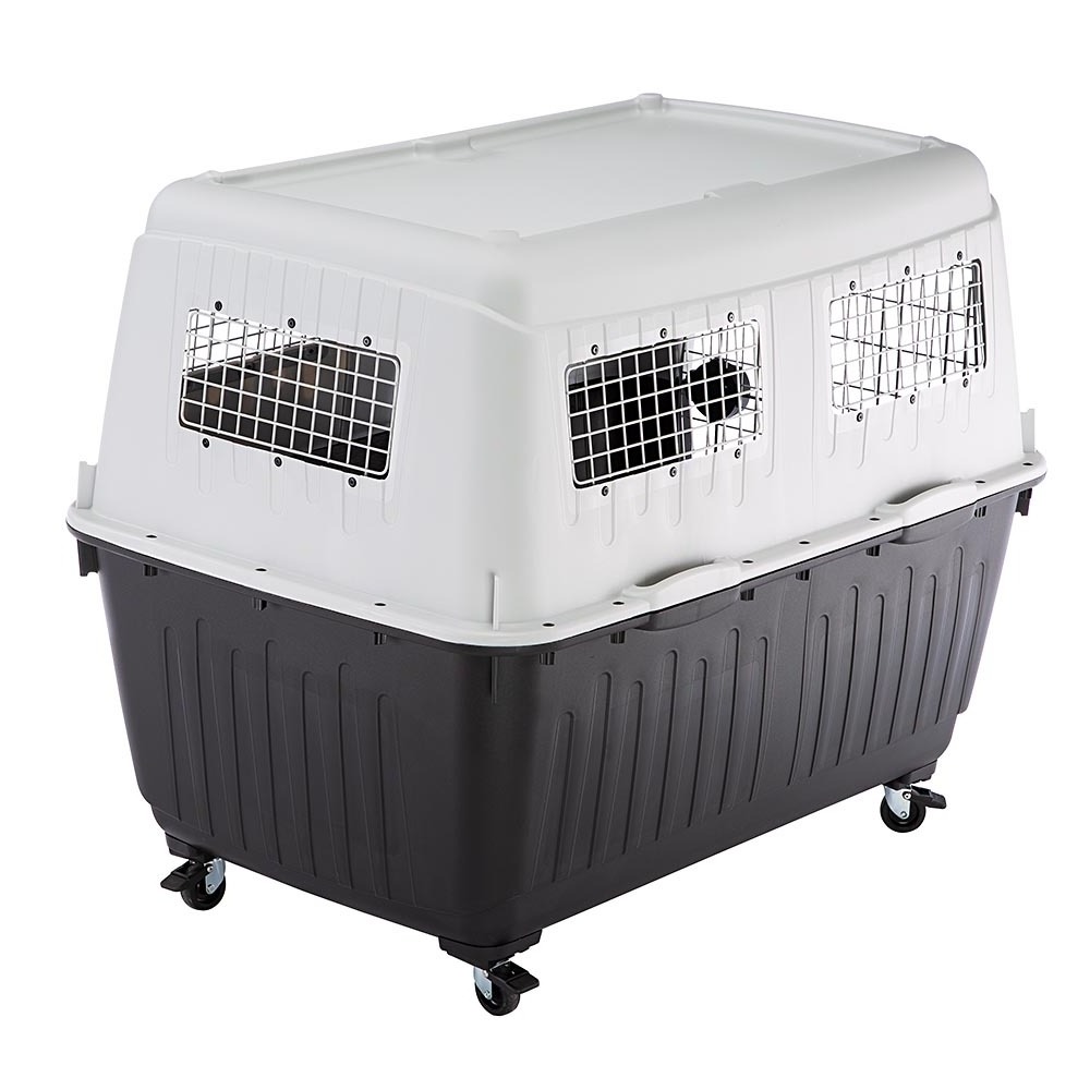 Carrier for Large Dogs ATLAS 80 PROFESSIONAL, with Bowl and Accessories, Safety Lock, Aeration grids