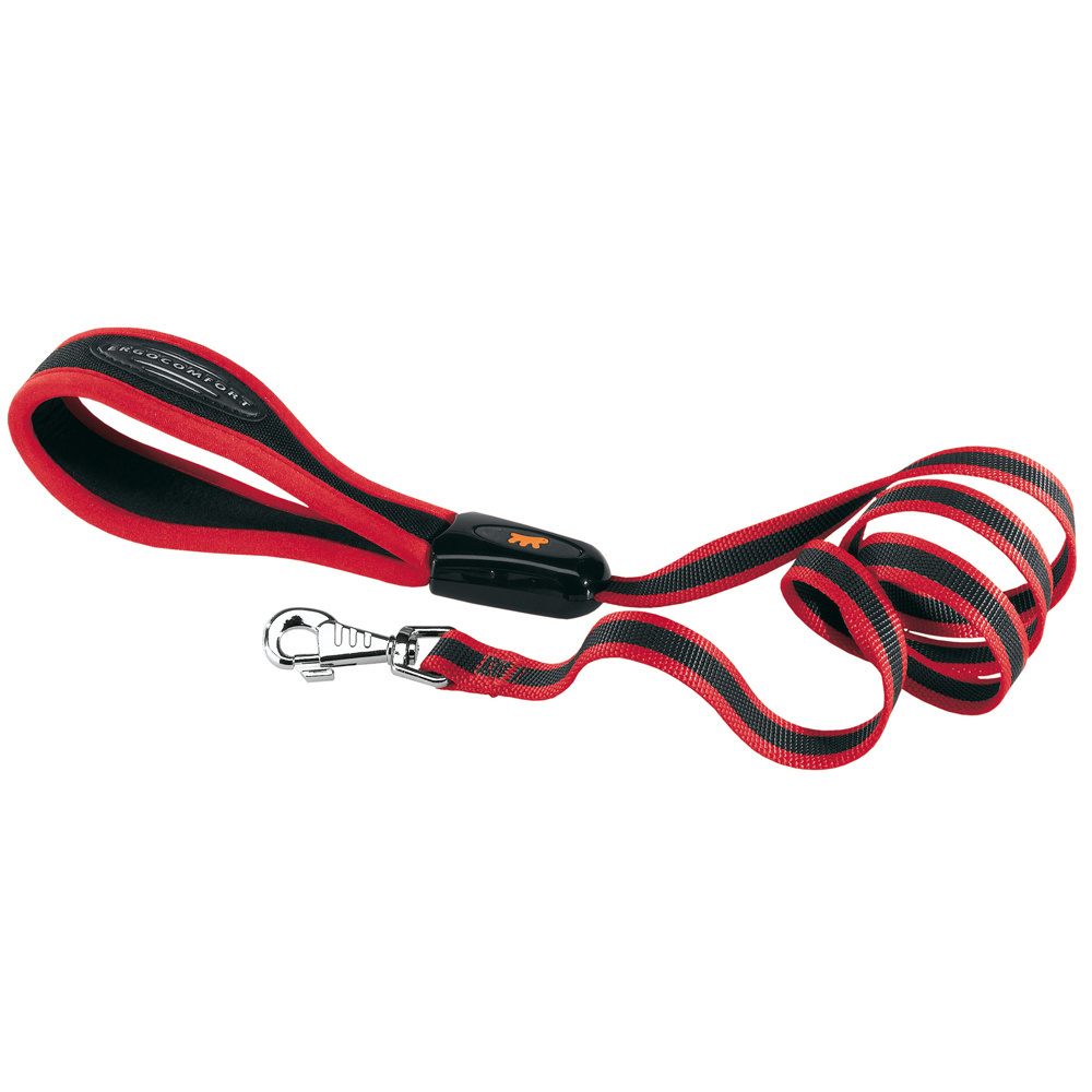 Ferplast Nylon dog lead ERGOCOMFORT G20/120, Ergonomic handle, Soft padding, 20 mm x L 120 cm Red