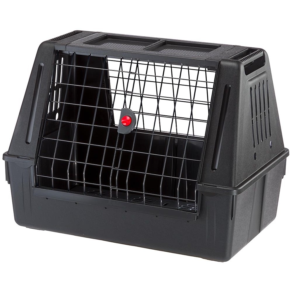 Ferplast Dog car carrier ATLAS CAR 80 SCENIC with Wide ventilation grills, Object compartments, Hygienic draining mat, Grey