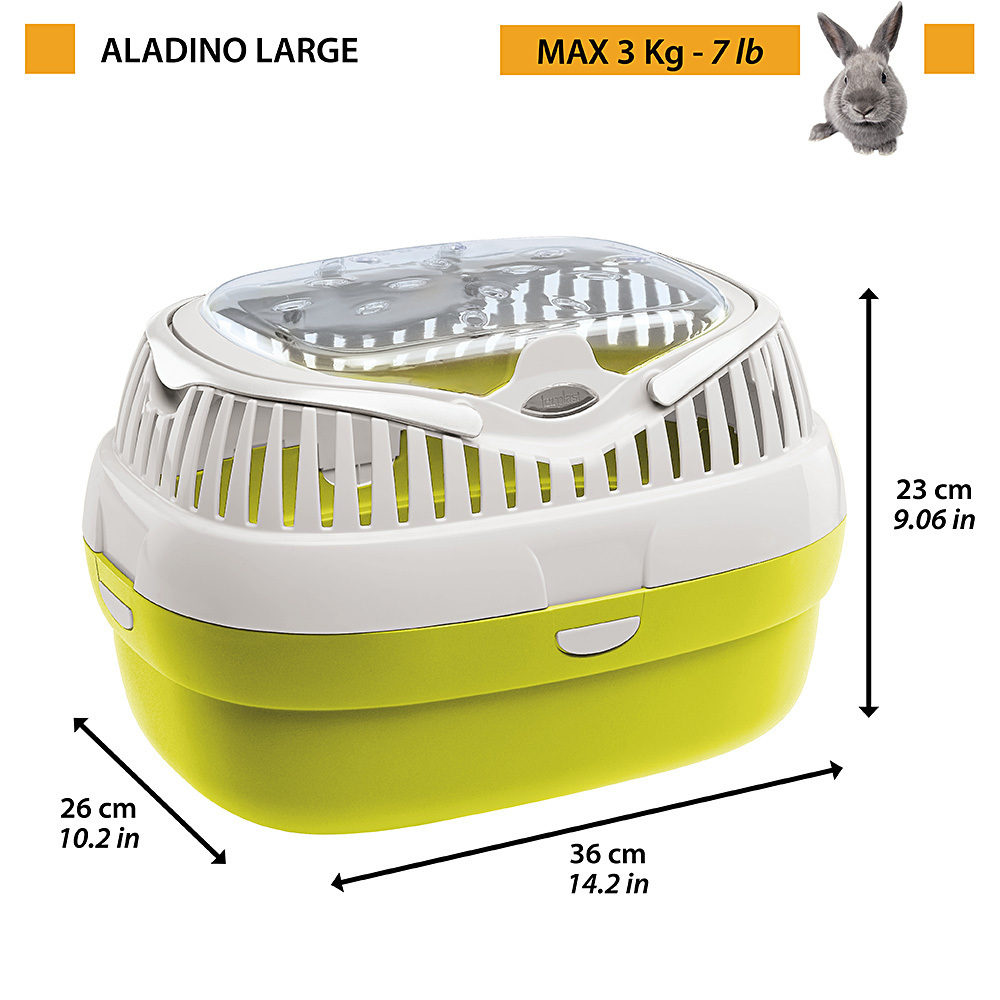 Ferplast Carrier for Small Pets ALADINO LARGE with Ventilation grids, Secure closing, 36 x 26 x h 23 cm, Mixed colours