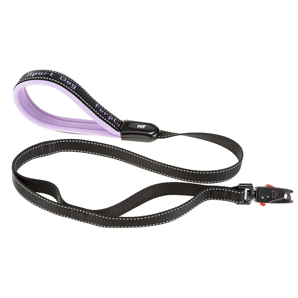 Ferplast Nylon dog lead SPORT DOG MATIC G25/120, Automatic magnetic hook, Padded, Reflective, 25 mm x L 120 cm Lilac