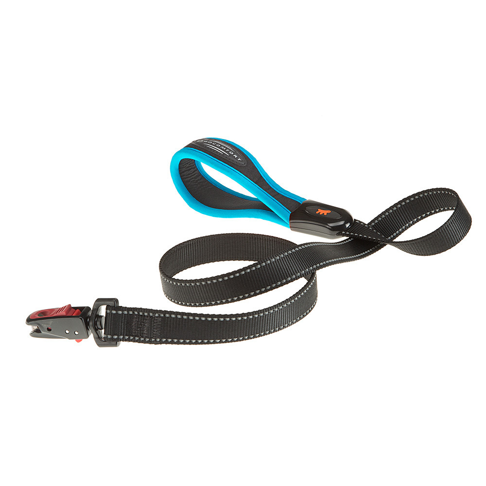 Ferplast Nylon dog lead ERGOFLUO MATIC G25/120, Automatic hook with magnetic mechanism, Soft padding, 25 mm x L 120 cm Blue