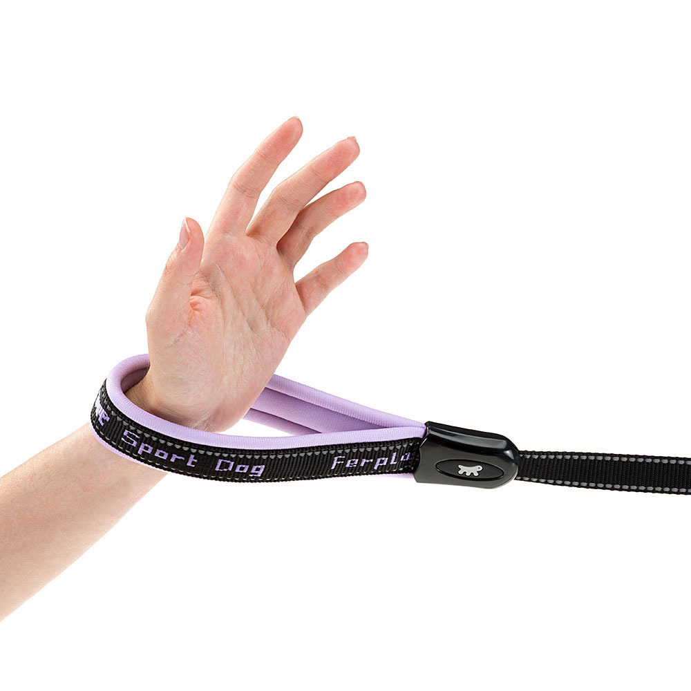 Ferplast Nylon dog lead SPORT DOG MATIC G25/120, Automatic magnetic hook, Padded, Reflective, 25 mm x L 120 cm Lilac