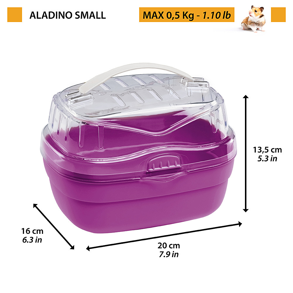 Ferplast Carrier for Small Pets ALADINO SMALL with Ventilation grids, Secure closing, 20 x 16 x h 13,5 cm, Mixed colours