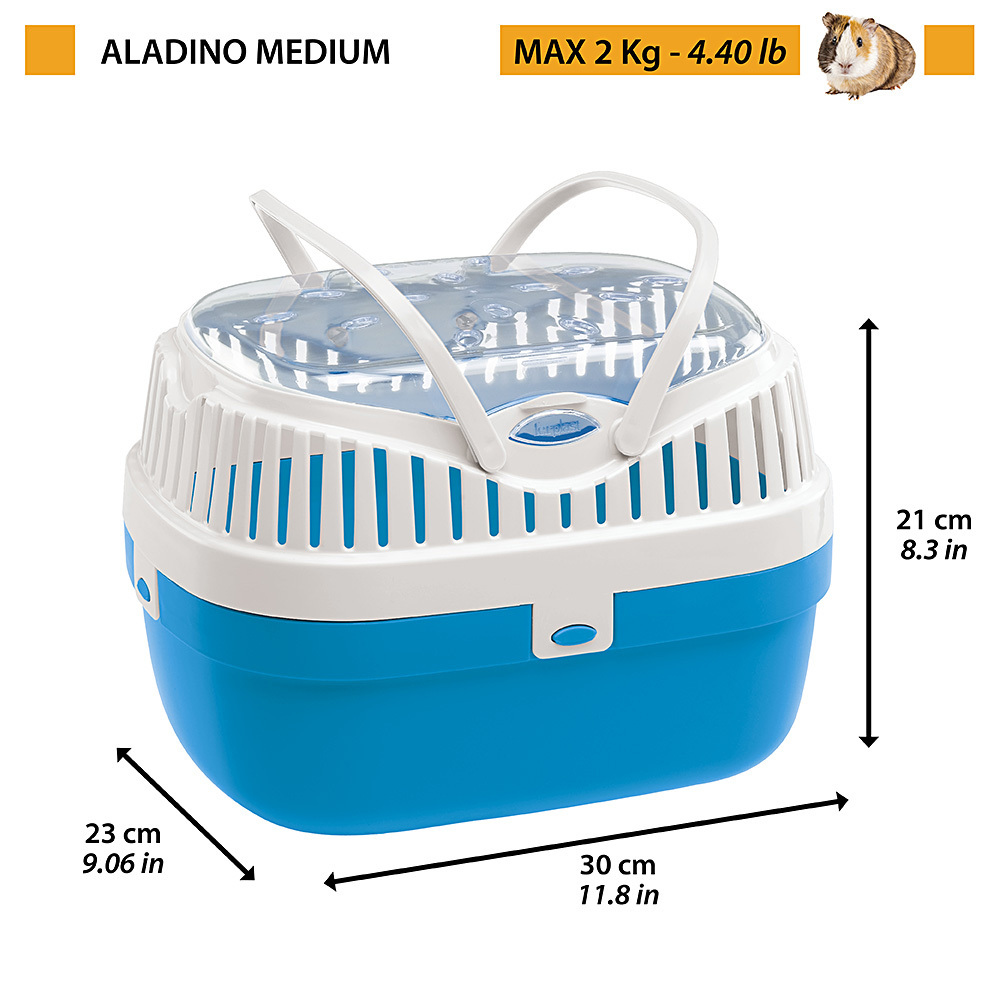 Ferplast Carrier for Small Pets ALADINO MEDIUM with Ventilation grids, Secure closing, 30 x 23 x h 21 cm, Mixed colours