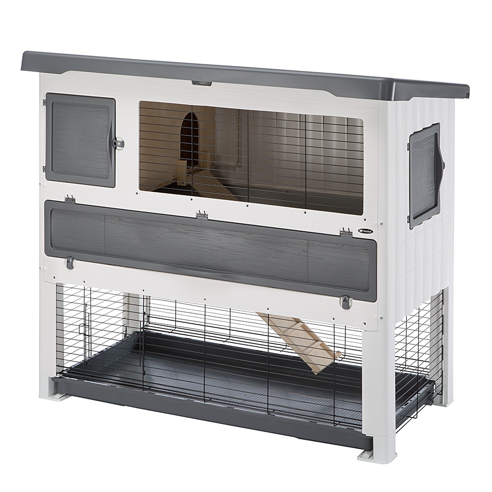 Ferplast Rabbit Hutch GRAND LODGE 140 PLUS for Guinea Pigs with double-floor for outdoor, Accessories Included