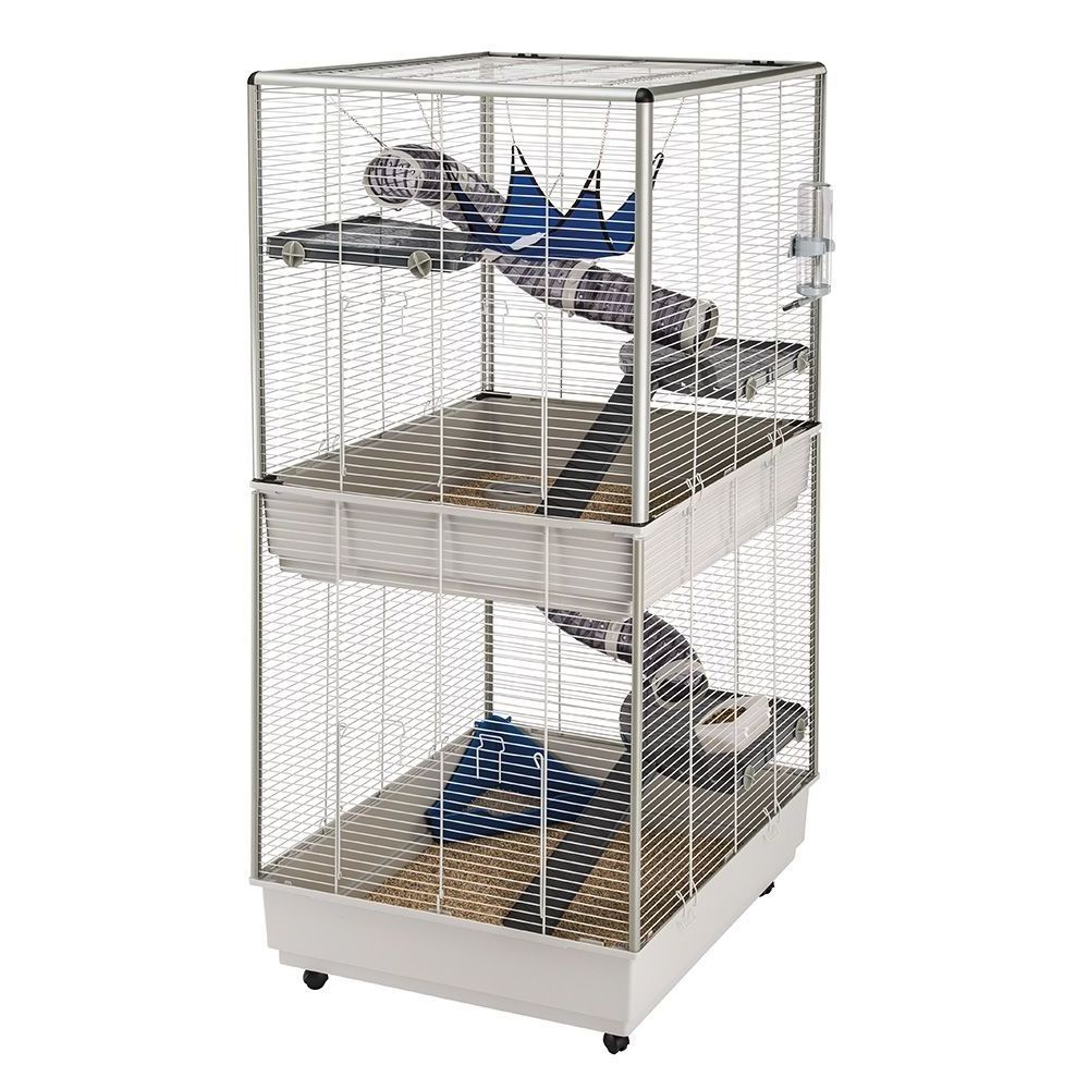 Ferplast Cage FURET TOWER with vertical two-floors structure, wheels and accessories included, varnished metal and plastic