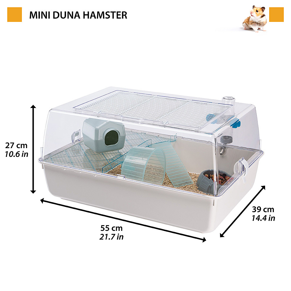 Ferplast Two-storey Cage for small animals MINI DUNA HAMSTER Ventilation grill, Transparent roof, Included accessories