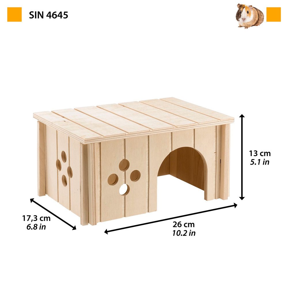 Ferplast SIN 4645 Wooden Cage for Guinea Pigs and Rodents with Front Entrance and Holes for Aeration, Certified FSC Wood