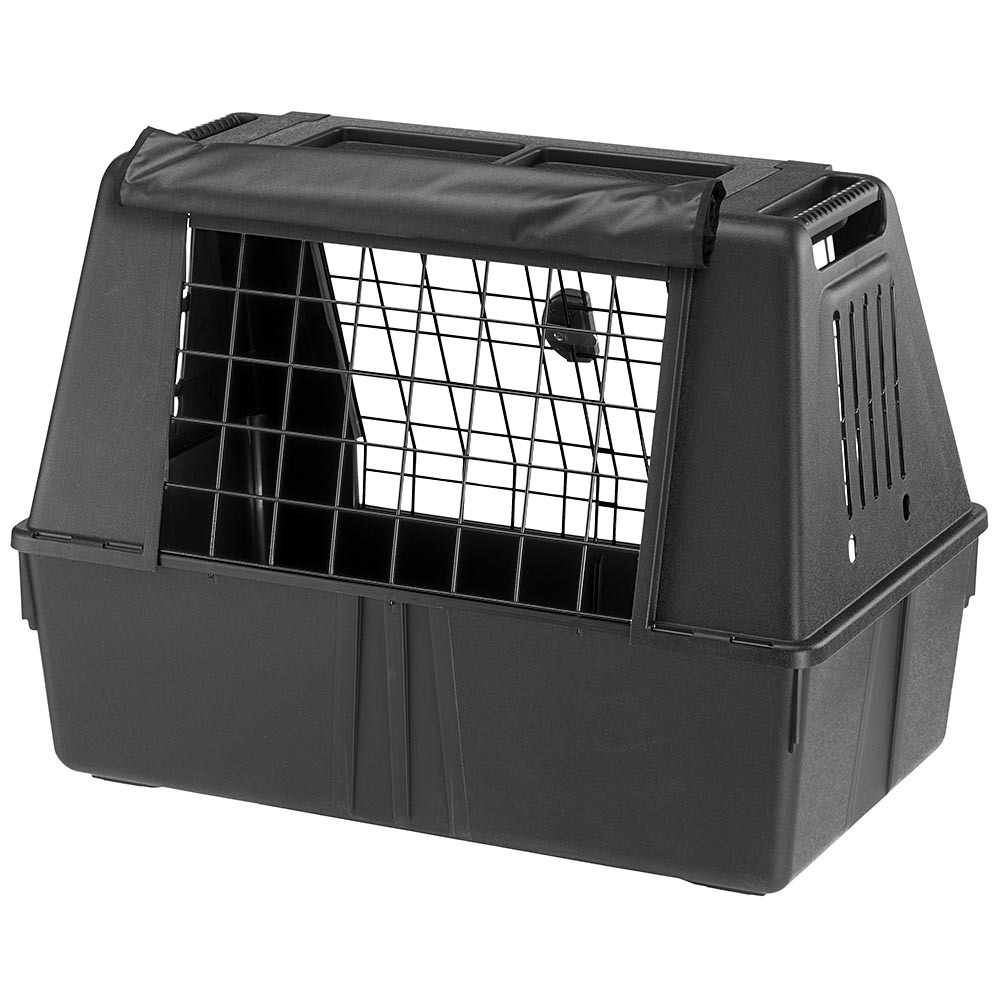 Ferplast Dog car carrier ATLAS CAR 80 SCENIC with Wide ventilation grills, Object compartments, Hygienic draining mat, Grey