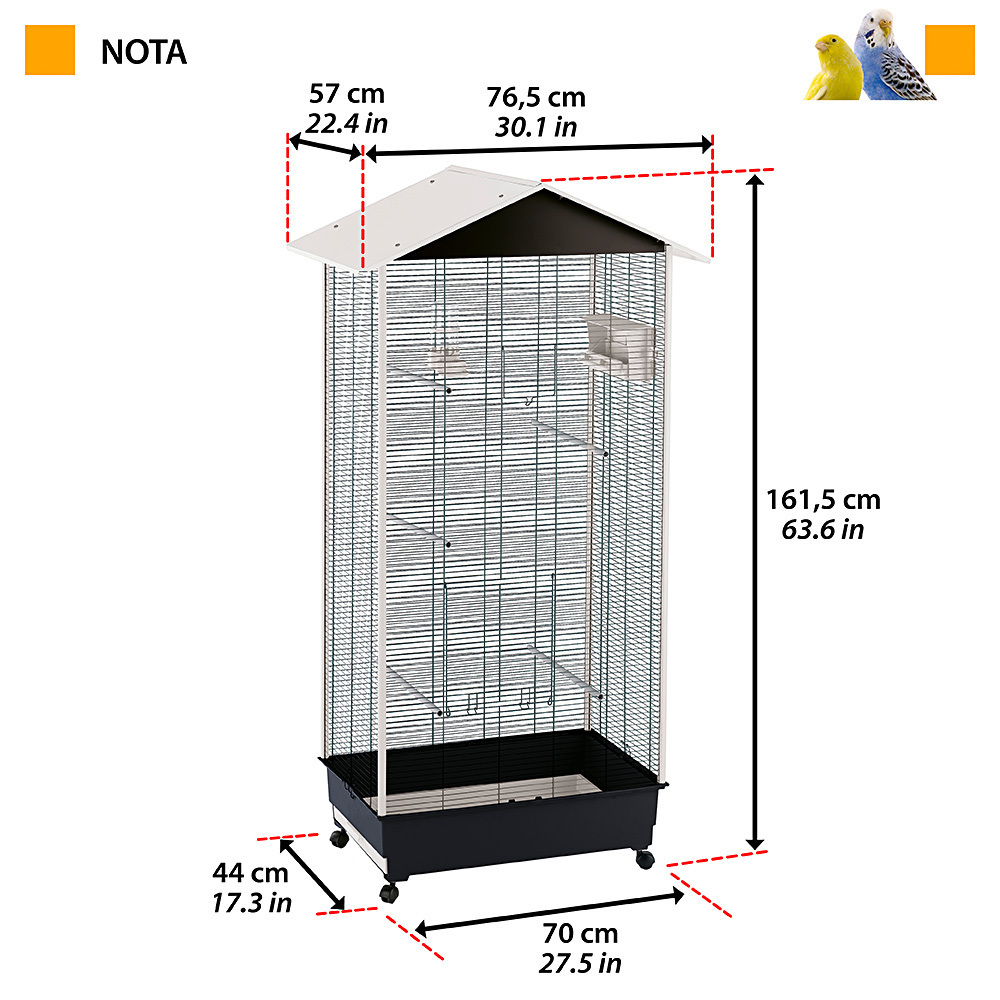 Ferplast Cage NOTA for canaries, parakeets and exotic birds, Accessories Included