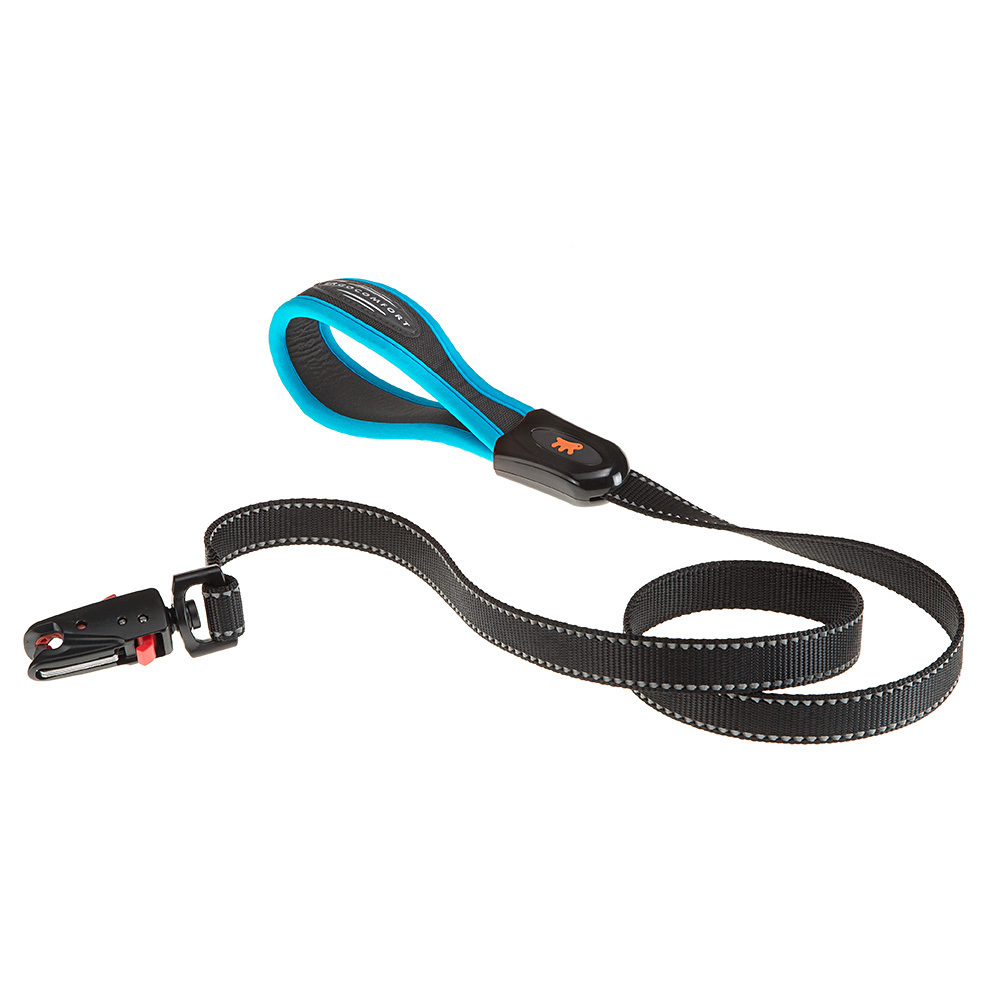 Ferplast Nylon dog lead ERGOFLUO MATIC G20/120, Automatic hook with magnetic mechanism, Soft Padding , 20 mm x L 120 cm Blue