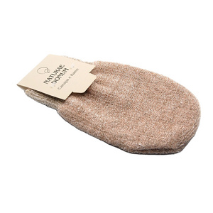 Natural Hemp Linen Cotton Triple Combination Bath Mitt Copper Exfoliating Shower Gloves Reinvigorating Massage Body Scrubbing