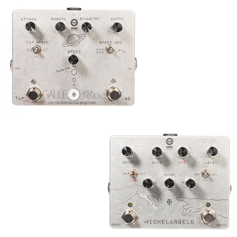 Combo Guitar Effects - Hand Made Guitar pedal Mchelangelo Overdrive Plus Galileo Optical Tremolo - Made in Italy luxury fashion