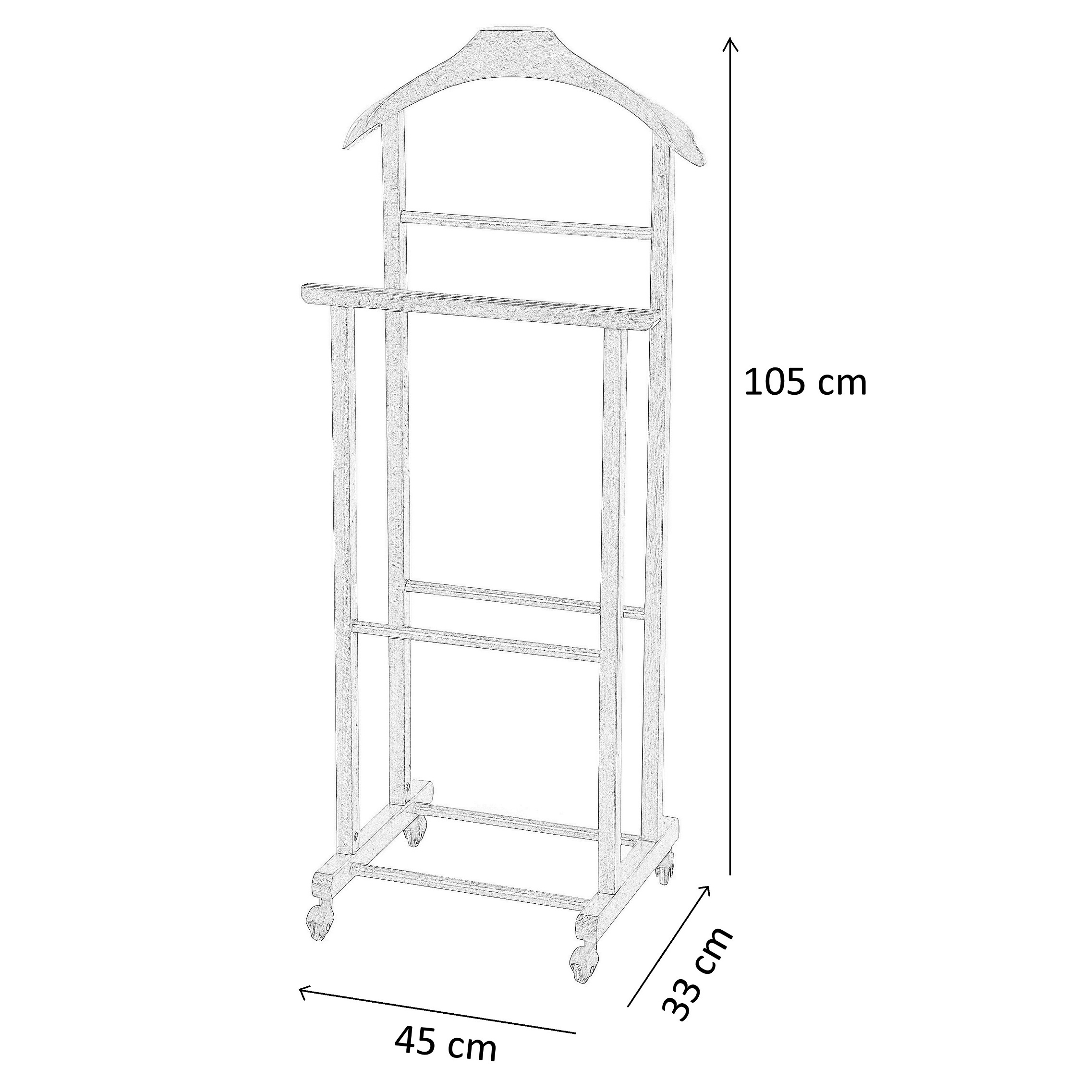 Top quality Made in Italy white bedroom double valet stand in beech wood with shaped hanger for man suit for private label