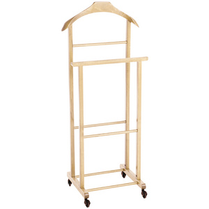 High quality Made in Italy double valet stand in beech wood natural color with shaped hanger with shaped hanger for bedroom