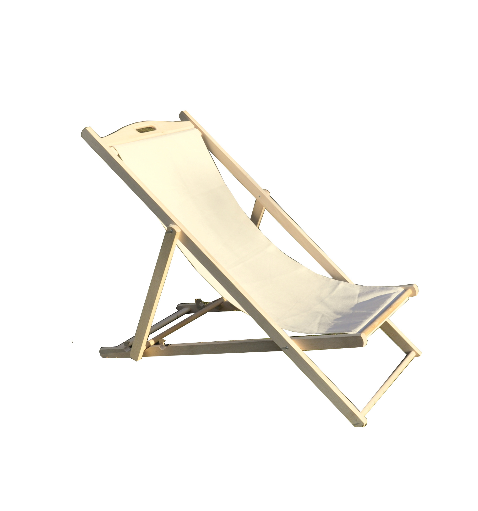 Top quality Made in Italy Folding beach chair 3 positions in beech wood with removable fabric for outdoor private label