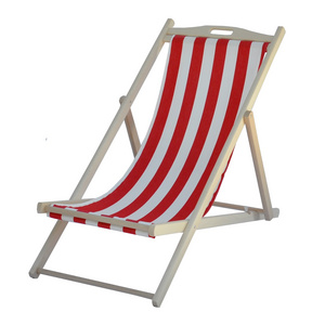 Top quality Made in Italy Folding beach chair 3 positions in beech wood with removable fabric for outdoor private label