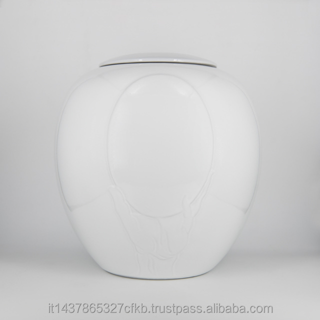 Porcelain Urns - Funeral Accessories Urn Funeral Services European Style 21x19 Cm Ceramic White/marbled 50014 Adult