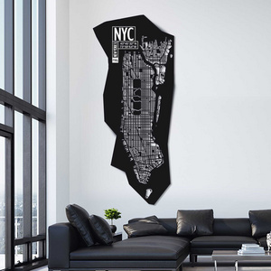 LuxuryL Unique quality Italian art designed wall maps made in urban leather New York for hotel office Customizable Size