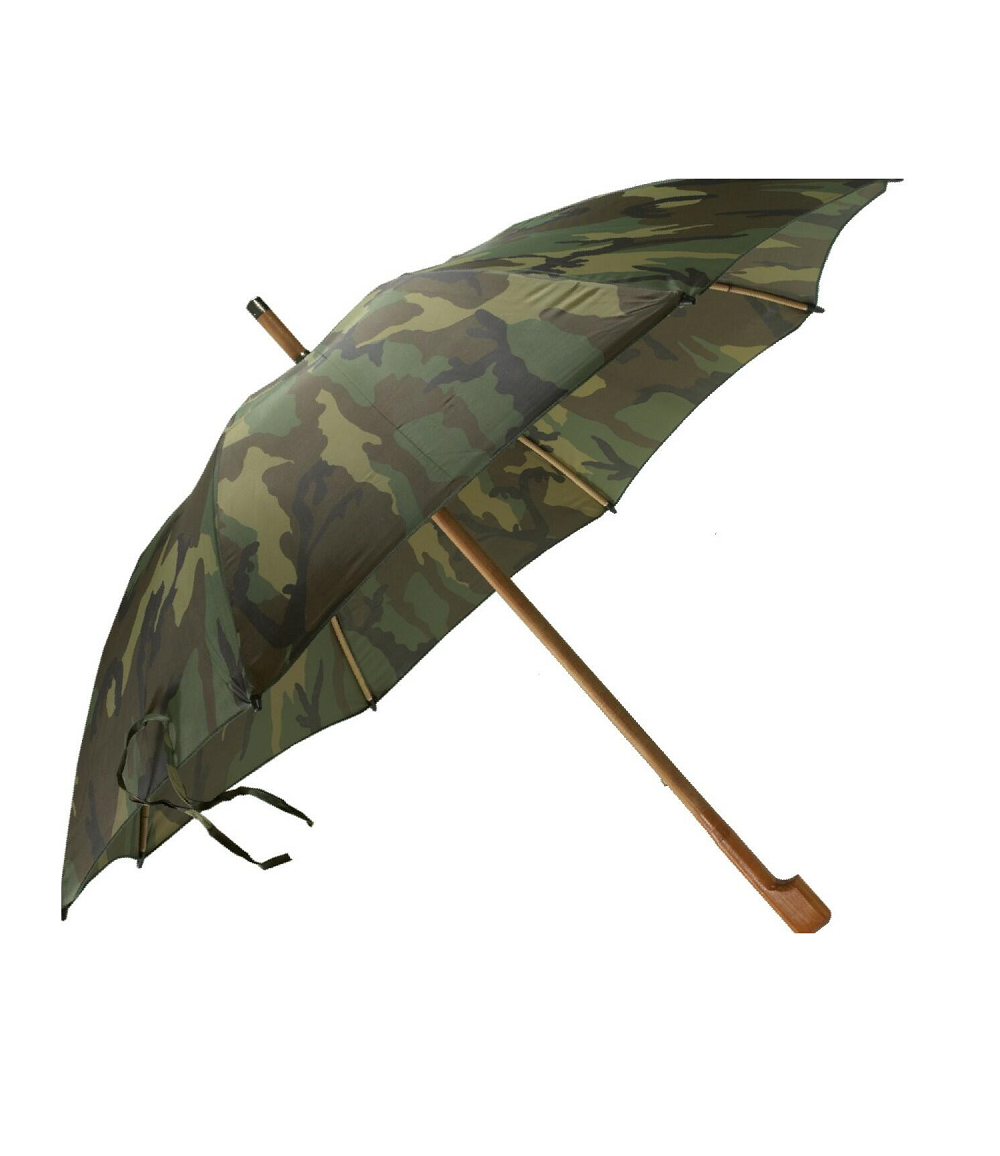 100% Made in Italy Long Manual Umbrella for Hunters and Fishermen with Wooden Pole and Bamboo Ribs