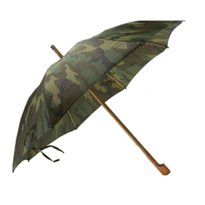 100% Made in Italy Long Manual Umbrella for Hunters and Fishermen with Wooden Pole and Bamboo Ribs