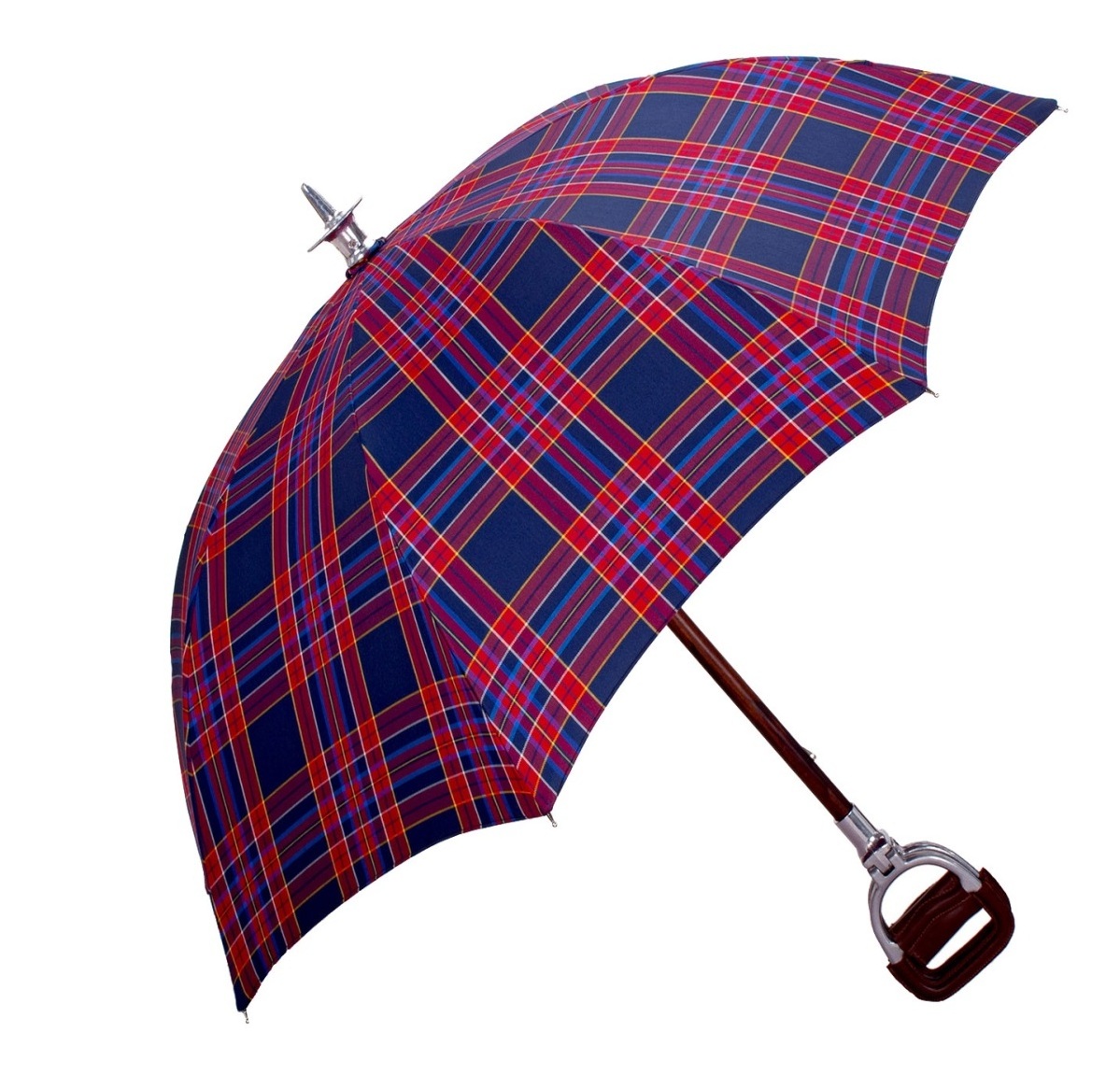 Made in Italy Long Straight Manual Umbrella for Golfers Hunters with Iron Pole and Ribs Very Resistant with Seat