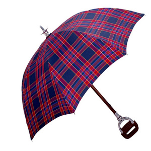 Made in Italy Long Straight Manual Umbrella for Golfers Hunters with Iron Pole and Ribs Very Resistant with Seat