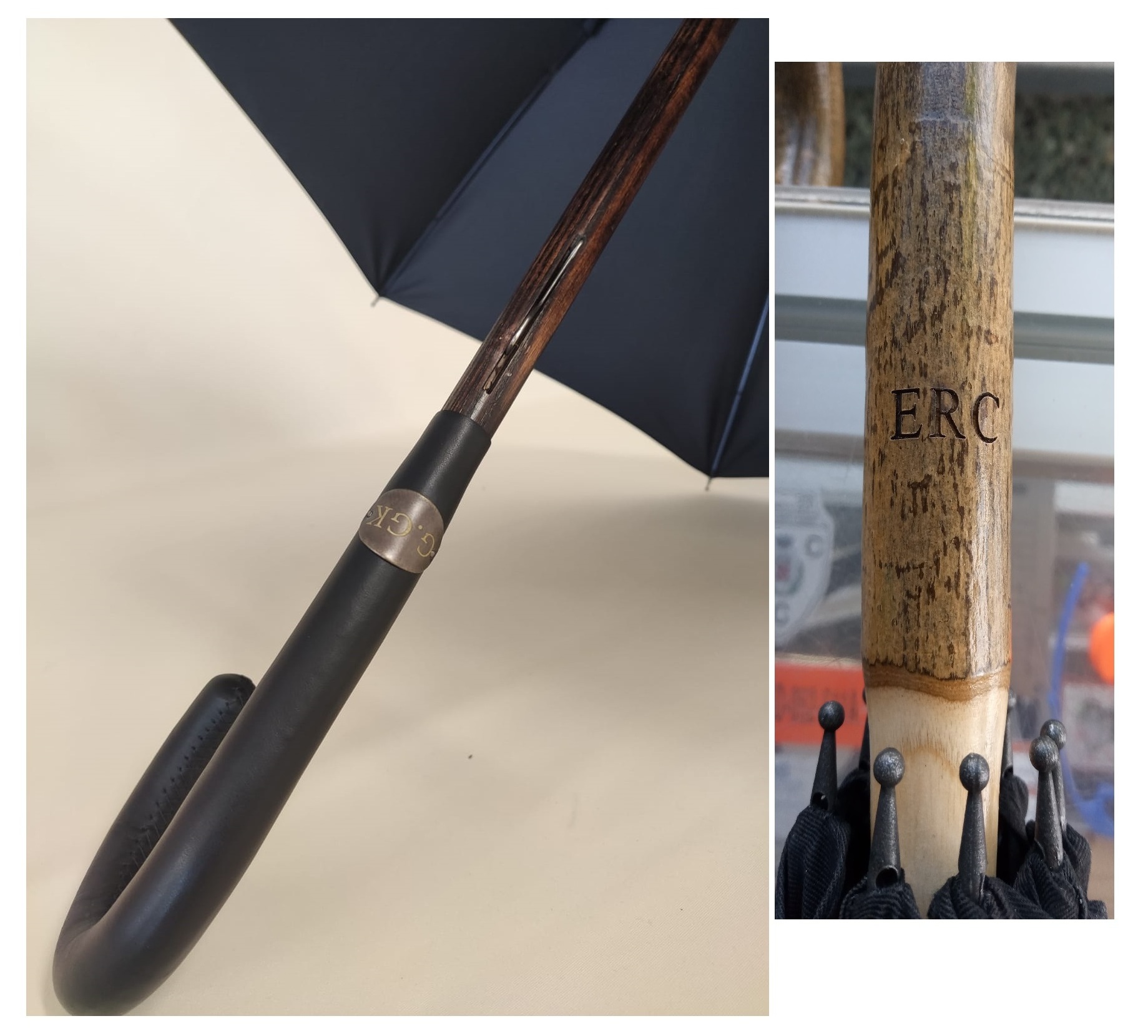 100% Italian Made Custom Printed Coat Umbrella Tailored Straight Umbrella Wooden Shaft with Pole and Handle in 1 Piece