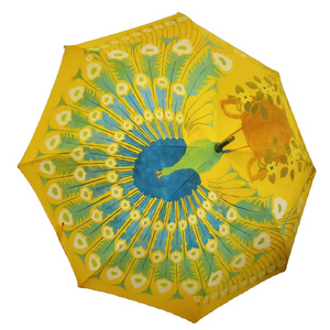 100% Italian Made Custom Printed Coat Umbrella Tailored Straight Umbrella Wooden Shaft with Pole and Handle in 1 Piece