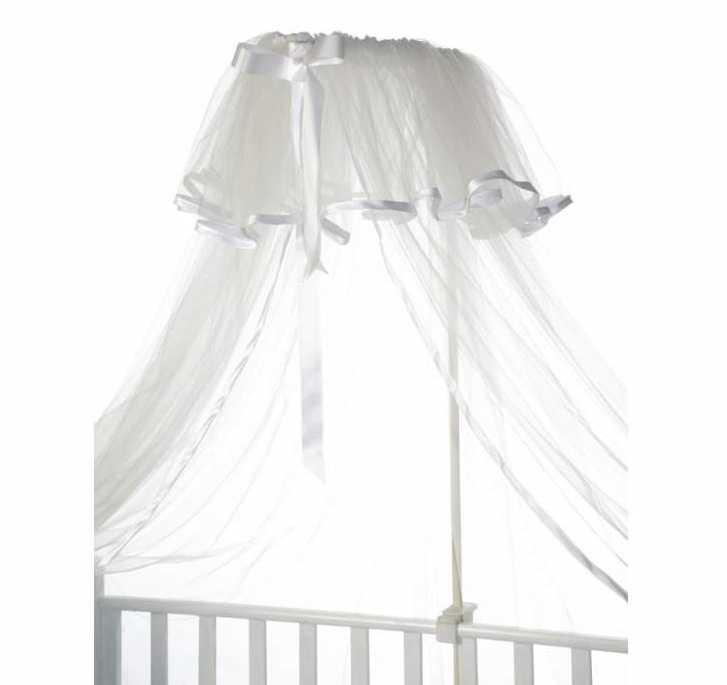 100% Italian Made Bed Canopy Structure Metal Pole and Hanging Clips Painted White or Cream for Children Room Bed or Crib