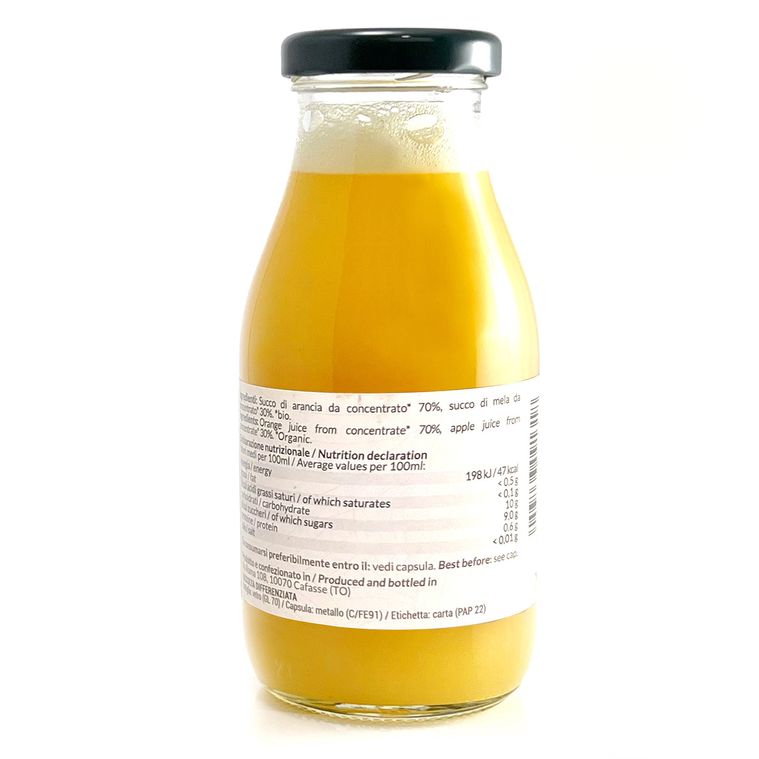 Orange Juice 255 mL Beverage Premium Organic Fresh Fruit High quality organic  orange juice100% of fruit made in italy