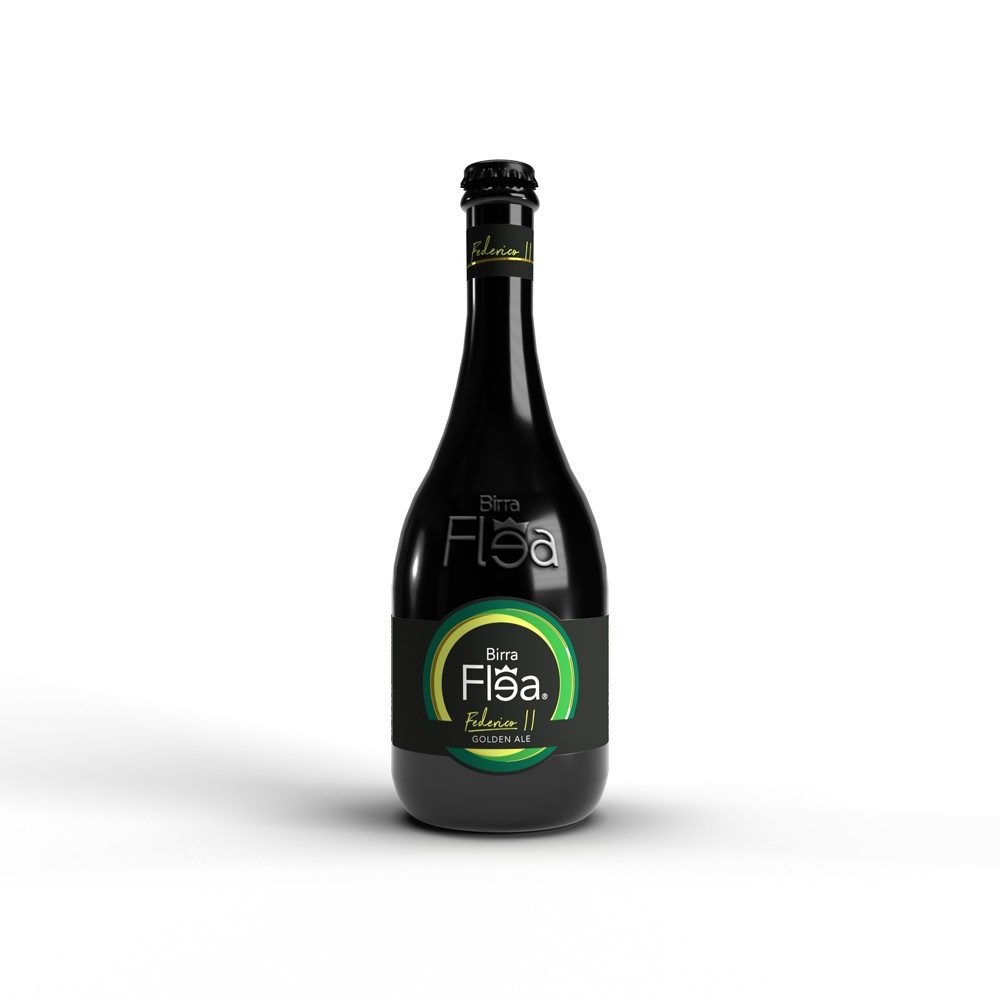 Premium quality Italian craft beer Flea Federico II Golden Ale 330 ml bottle fresh taste rather bitter and herbaceous aftertaste