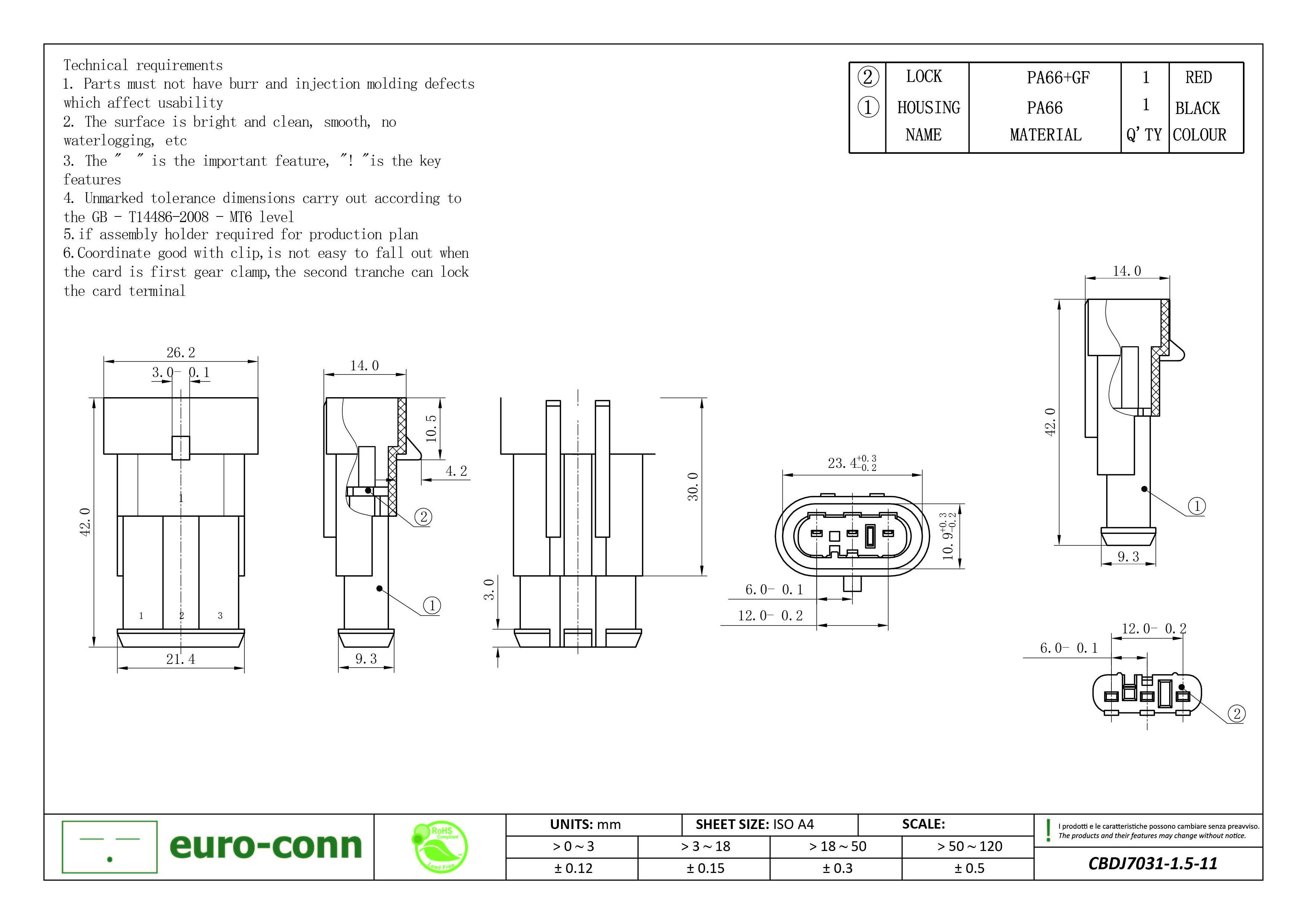 Best Quality European Manufacturer Water Proof Pbt +Silicon Female Gender Connector For Export