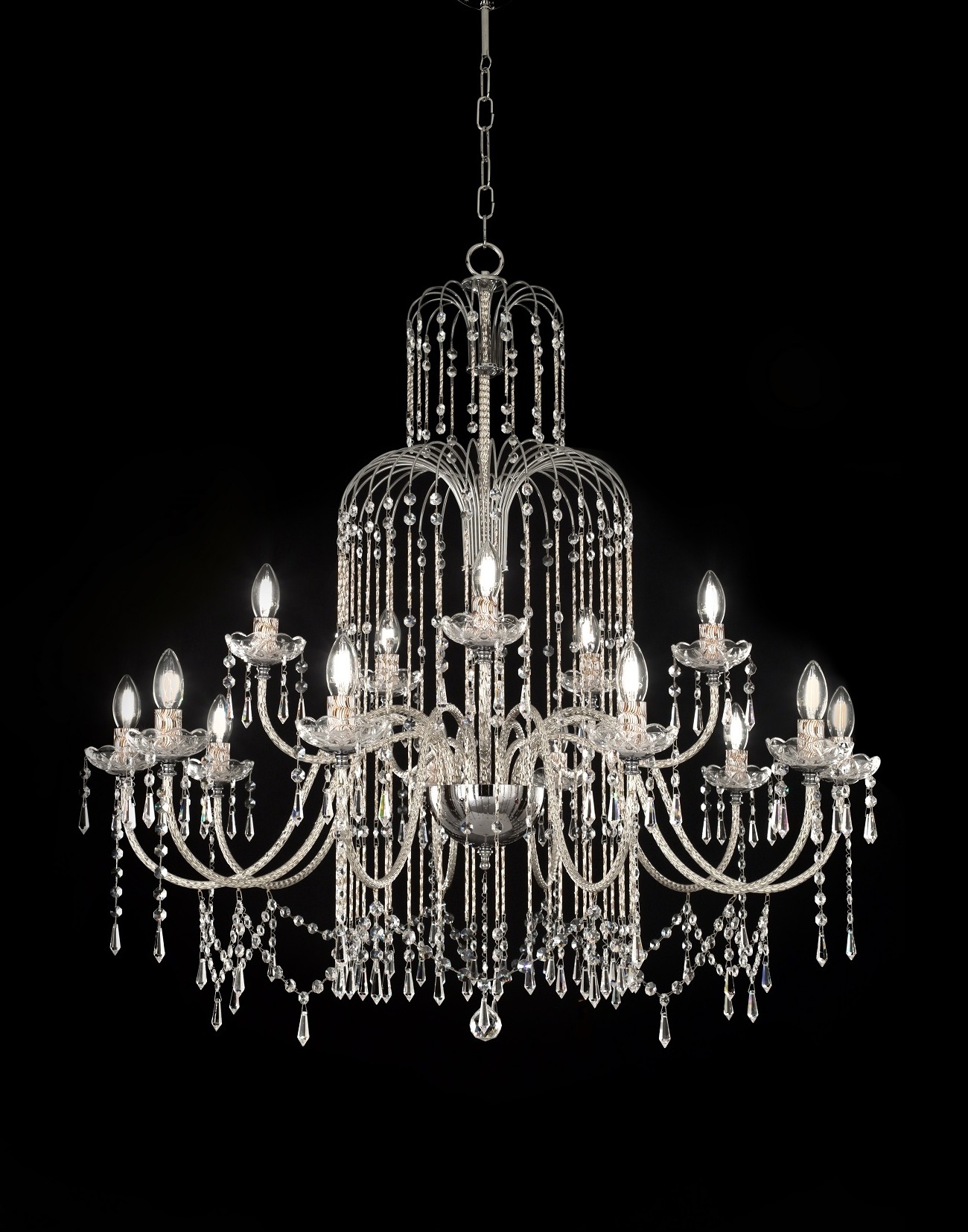 HIGH QUALITY 15-LIGHT CHANDELIER MADE IN ITALY CHROME FINISH