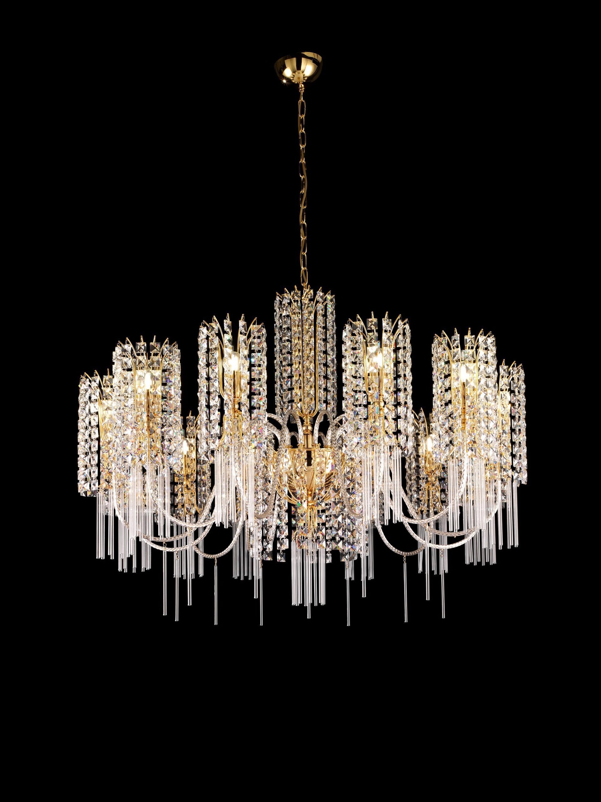 PREMIUM QUALITY 12-LIGHT CHANDELIER MADE IN ITALY GOLD FINISH