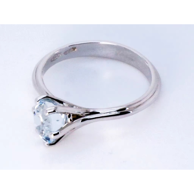 Made in Italy Fine Jewelry 1.45 cts Aquamarine White18kt Gold Stackable Asymmetrical Fantasy Ethereal Ring