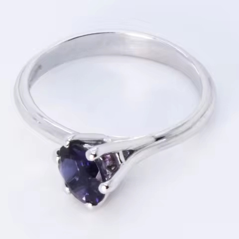 Made in Italy Fine Jewelry 1,68 carats Natural Blue Iolite 18kt Gold Stackable Asymmetrical Fantasy Ethereal  Ring