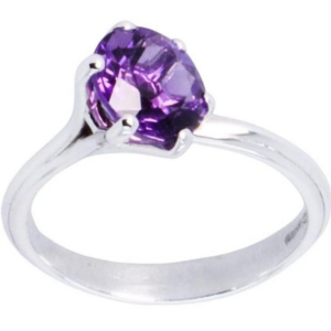 Made in Italy Fine Jewelry 1.68 cts Amethyst White18kt Gold Stackable Asymmetrical Fantasy Ethereal Ring